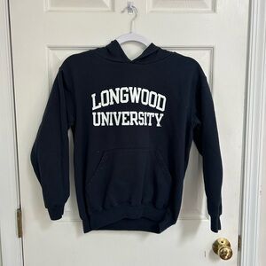 Longwood University Navy Pullover Hoodie Sweatshirt Navy w/ White Letters Kid L